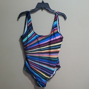Colorful Striped One-Piece Swimsuit Size 3xl